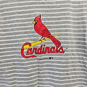 Team Athletics St. Louis Cardinals T-Shirt Kids Large 10/12 Gray Striped MLB Tee